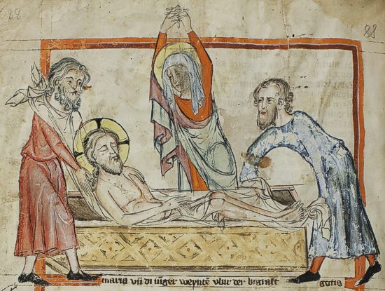 Handschrift Speculum humanae salvationis, Innenseite: Beweinung