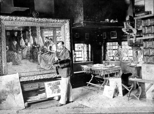 Wilhelm Hasemann in seiner Werkstatt