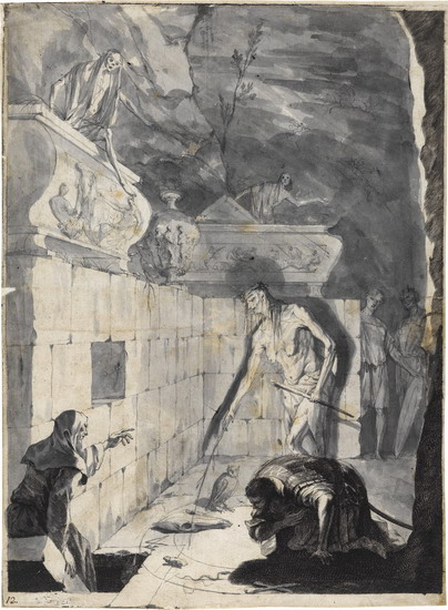Saul spricht mit Samuels Geist bei der Hexe von Endor, um 1670