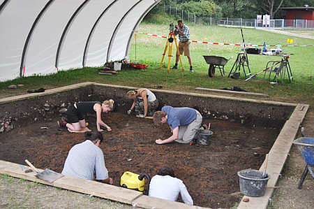 Das 5x5 m gro�e Grabungsfeld auf der Heuneburg