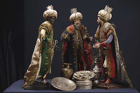 Die Heiligen Drei K�nige. Neapolitanische Krippenfiguren, 20. Jahrhundert. 