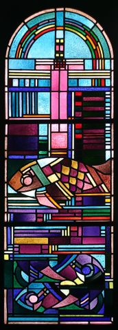 Glasfenster von Johann Thorn Prikker fr die Kirche St. Georg in Kln, 1928.  BLM