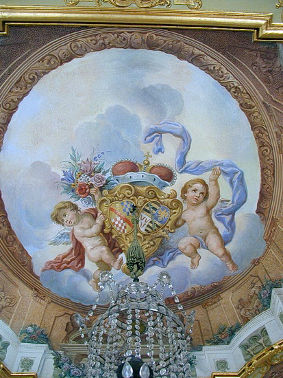 Allianzwappen Baden-Baden - Sachsen-Lauenburg in Schloss Favorite 