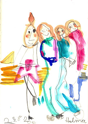 Helma Striffler: Vier Freundinnen auf einer Bank