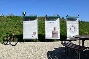 Neue Römer-Rastplätze wie hier im oberösterreichischen Mühlheim laden als "Info-Inseln" entlang des Römerradwegs dazu ein, die Geschichte der Region zu entdecken. Foto: Tourismusprojekt Römerspuren/Arge Römerradweg