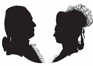 Ludwig August Lebrun und seine Frau Franziska. Scherenschnitt.