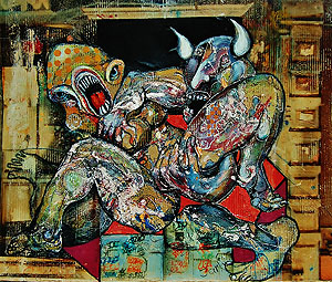 Jarkikh (Jarki) Youri: Liebe in Soho. 100 x 120 cm, 2018.