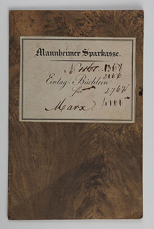 Das älteste, noch erhaltene Sparbuch der Sparkasse Mannheim von dem Sparer „Marx“ aus dem Jahr 1827. Aus der Sammlung von Sparbüchern aus dem Archiv der Sparkasse Rhein Neckar Nord.