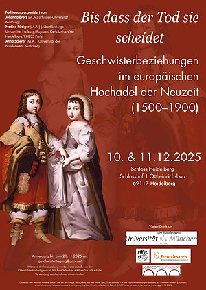 Tagungsplakat, auf dem zwei adlige Kinder abgebildet sind.