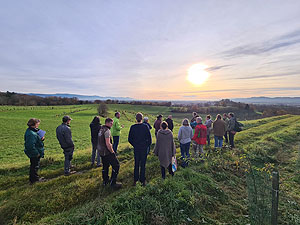Teilnehmerinnen und Teilnehmer bei einem der Agroforst-Feldtage